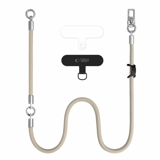TechProtection Rope draagkoord en polsbandje voor elke telefoon beige / titanium