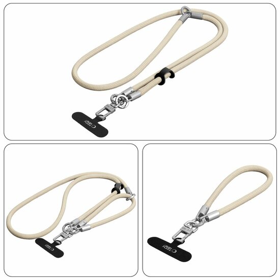 TechProtection Rope draagkoord en polsbandje voor elke telefoon beige / titanium