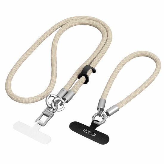 TechProtection Rope draagkoord en polsbandje voor elke telefoon beige / titanium