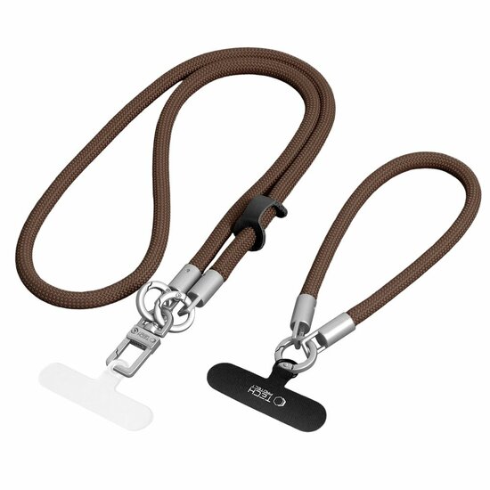 TechProtection Rope Trageschnur und Handgelenkband f&uuml;r jedes Smartphone braun / titanfarben