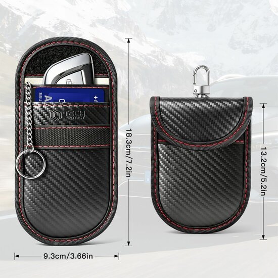 TechProtection autosleutel keyless RFID signal blocker carbon / red