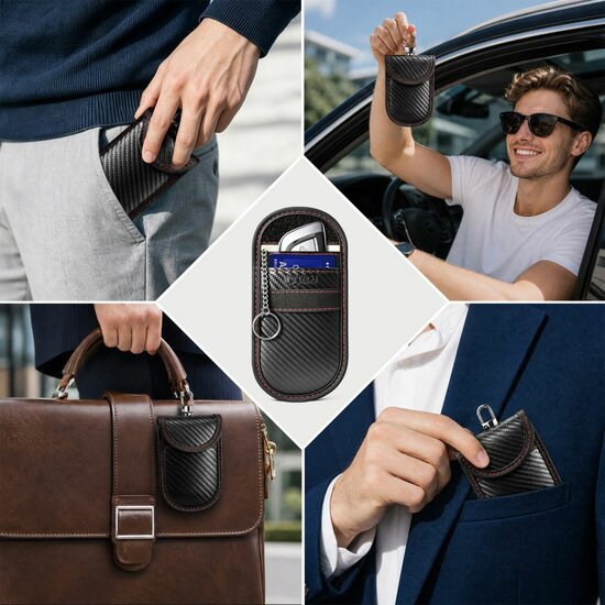 TechProtection autosleutel keyless RFID signal blocker carbon / red
