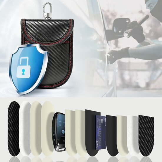 TechProtection autosleutel keyless RFID signal blocker carbon / red