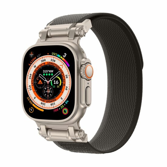 TechProtection Delta nylon Apple Watch Ultra 49 / 46 / 45 / 44 mm bandje zwart / oranje