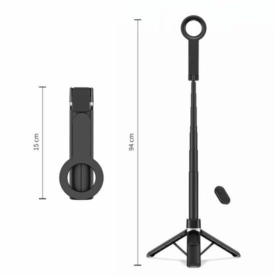 TechProtection Snap MagSafe Bluetooth Selfie Stick Tripod zwart
