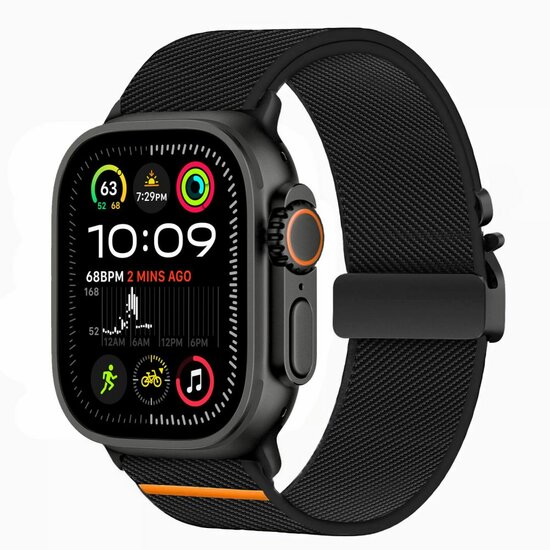 TechProtection Nylon clasp Apple Watch 49 /  46 / 45 / 44 mm bandje zwart