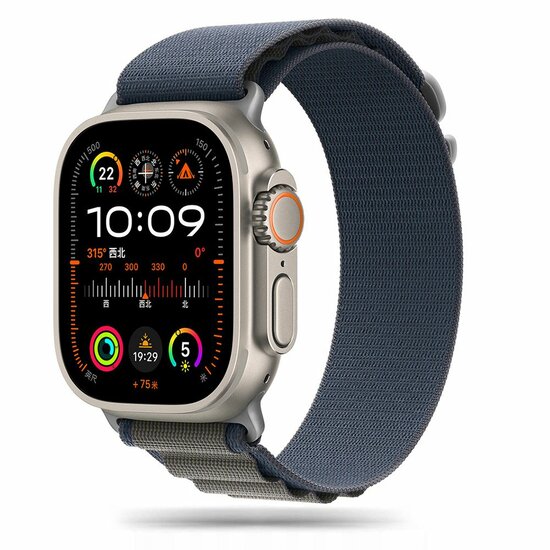 TechProtection Alpine nylon Apple Watch Ultra 49 / 46 / 45 / 44 mm bandje navy / grijs