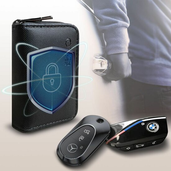 TechProtection autosleutel keyless RFID signal blocker met clip zwart