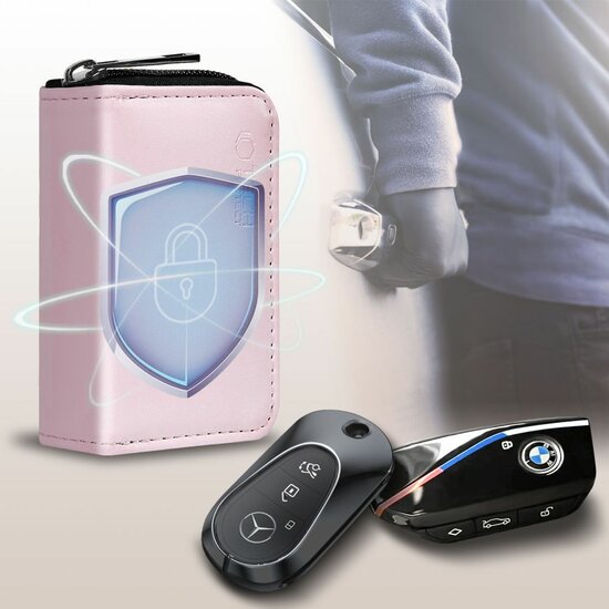 TechProtection autosleutel keyless RFID signal blocker met clip roze