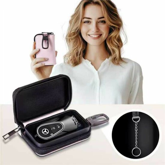 TechProtection autosleutel keyless RFID signal blocker met clip roze