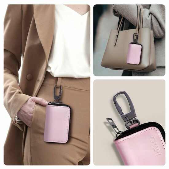TechProtection autosleutel keyless RFID signal blocker met clip roze
