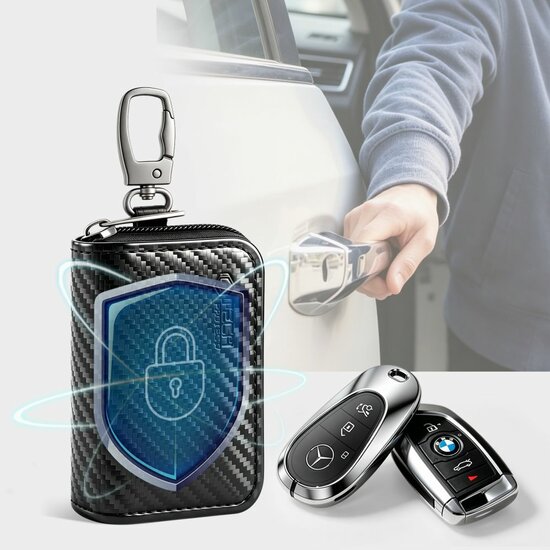 TechProtection autosleutel keyless RFID signal blocker met clip carbon