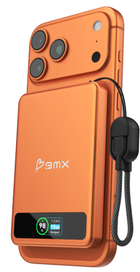 BMX SolidSafe 5 K MagSafe solid-state powerbank 5000 mAh oranje