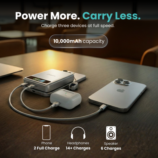 BMX SolidSafe 10 K MagSafe solid-state powerbank 10000 mAh zilver