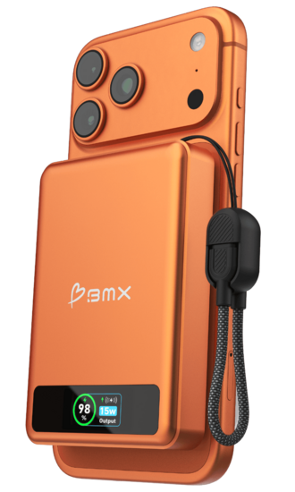 BMX SolidSafe 10 K MagSafe solid-state powerbank 10000 mAh oranje