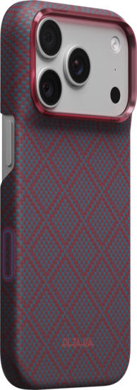 PITAKA Edge iPhone 18 Pro Max hoesje Argyle blauw / rood