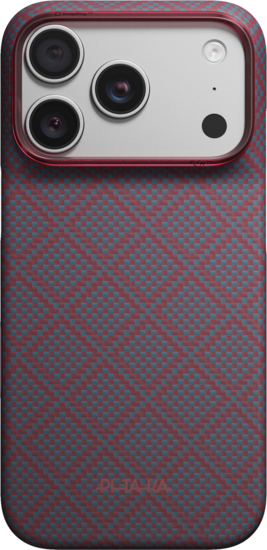 PITAKA Edge iPhone 18 Pro Max hoesje Argyle blauw / rood