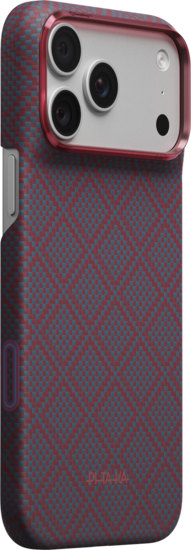 PITAKA Edge iPhone 18 Pro hoesje Argyle blauw / rood 
