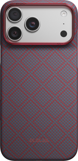 PITAKA Edge iPhone 18 Pro hoesje Argyle blauw / rood 