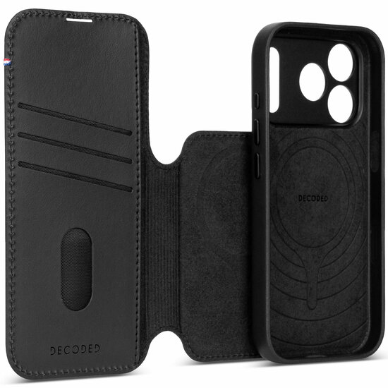 DECODED Leather Detachable Wallet Case iPhone 18 Pro hoesje zwart