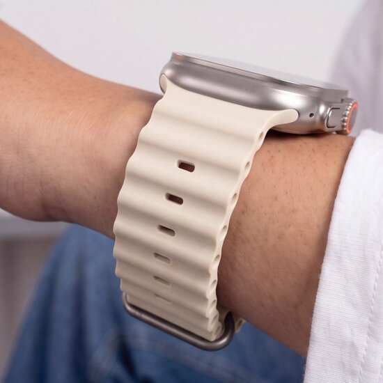 TechProtection Oceaan Apple Watch Ultra 49 / 46 / 45 / 44 mm bandje beige