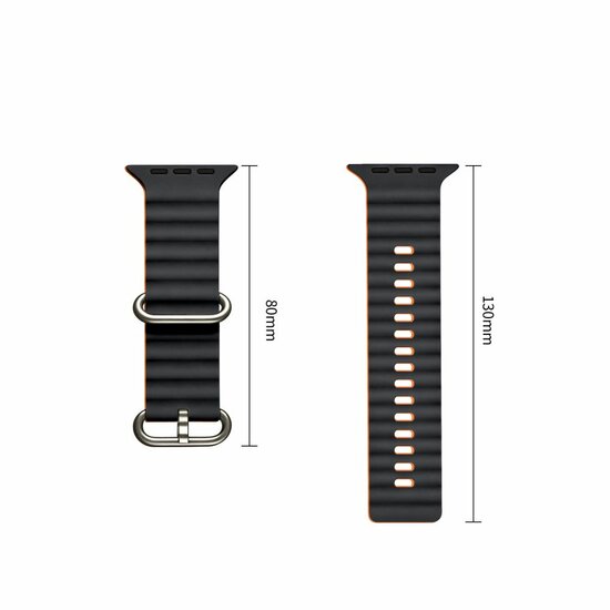 TechProtection Oceaan siliconen Apple Watch Ultra 49 / 46 / 45 / 44 mm bandje zwart / oranje