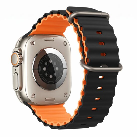 TechProtection Oceaan siliconen Apple Watch Ultra 49 / 46 / 45 / 44 mm bandje zwart / oranje