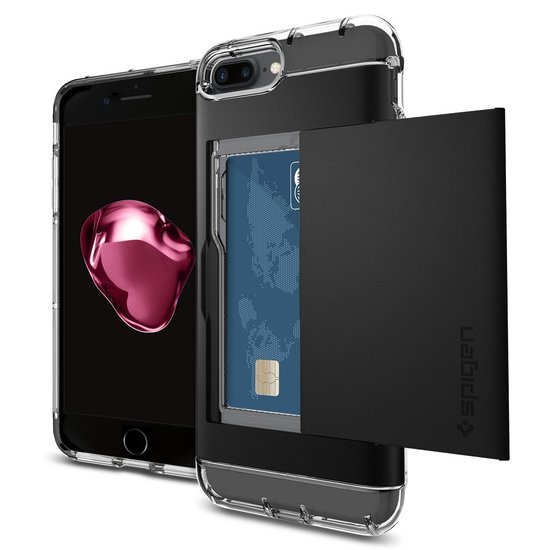 Spigen Crystal Wallet iPhone 7 Plus hoes Zwart