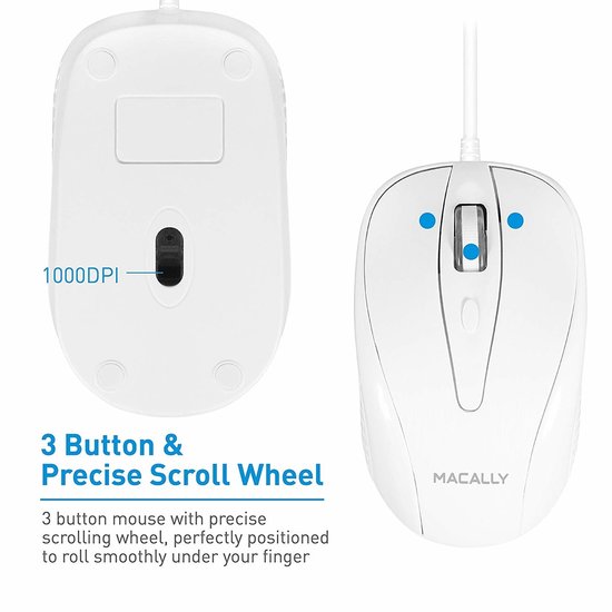 MacAlly Turbo Optische USB-C muis Wit