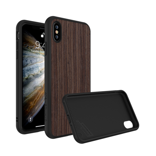 RhinoShield SolidSuit Wood iPhone XS hoesje Walnoot Zwart