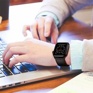 TechProtection Leren Apple Watch 44 / 42 mm bandje Zwart