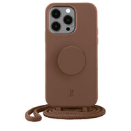 Just Elegance PopGrip iPhone 14 Pro Max hoesje met koord bruin