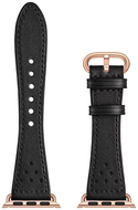 TechProtection Leather Milano Apple Watch 49 / 45 / 44 mm bandje Zwart