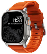 Nomad Rugged Apple Watch 49 / 45 / 42 mm bandje oranje / zilver