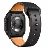 TechProtection leren Apple Watch 49 / 45 / 44 mm bandje zwart