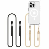Tech Protection MagSafe iPhone 16 Pro hoesje met koord zwart &amp; beige