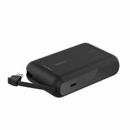 Belkin BoostCharge 10k power bank met ge&iuml;ntegreerdeUSB-C kabel zwart