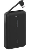 Belkin BoostCharge 10k power bank met ge&iuml;ntegreerdeUSB-C kabel zwart