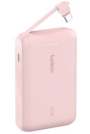 Belkin BoostCharge 10k power bank met ge&iuml;ntegreerdeUSB-C kabel roze