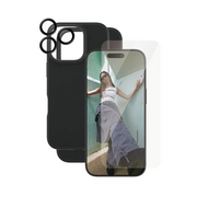PanzerGlass CARE 3 in 1 iPhone 16 Pro bundel hoesje screen en camera protector zwart