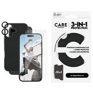 PanzerGlass CARE 3 in 1 iPhone 16 bundel hoesje screen en camera protector zwart