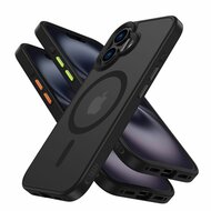 TechProtection MagSafe iPhone 16 hoesje zwart met gekleurde knoppen