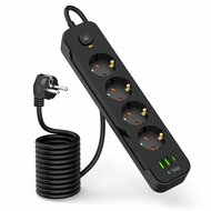 TechProtection PowerStrip stekkerdoos met 2 USB-A,USB-C en 4 Euro stekkers