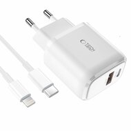 TechProtection 2 poort 20 watt USB oplader met USB-C naar Lighting kabel