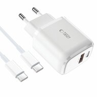 TechProtection 2 poort 20 watt USB oplader met USB-C kabel