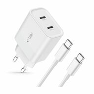 TechProtection 2 poort 20 watt USB-C oplader met USB-C kabel