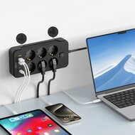 TechProtection PowerStrip stekkerdoos met 3 USB-A,USB-C en 6 Euro stekkers