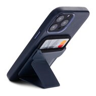 Decoded leren MagSafe wallet kaarthouder en stand navy