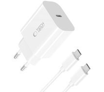 TechProtection 20 watt USB-C oplader + USB-C kabel wit