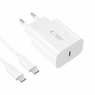 TechProtection 20 watt USB-C oplader + USB-C kabel wit